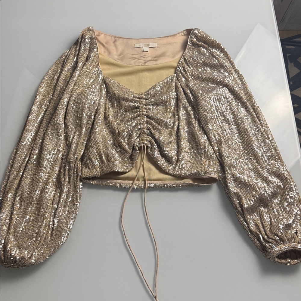 SIMKHAI Sequin Ruched Front Top - Size XS - Picture 6 of 12
